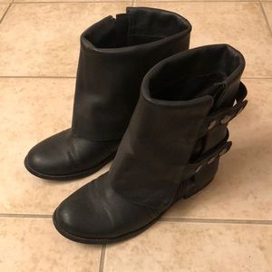 Folded Black Boots